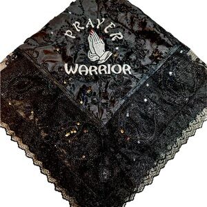 Embroidered Handmade Women’s Black Sequins Church Lap Scarf